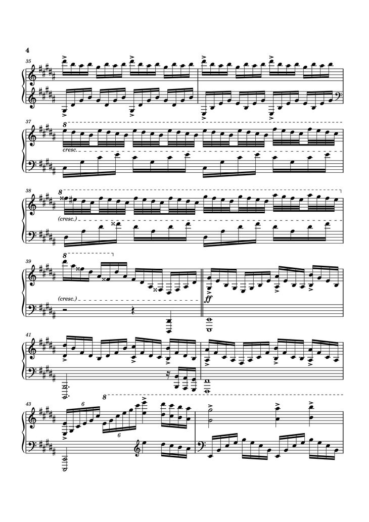 Page 4 of the piano sheet music PDF Piano - PULSE Piano by Tony Ann