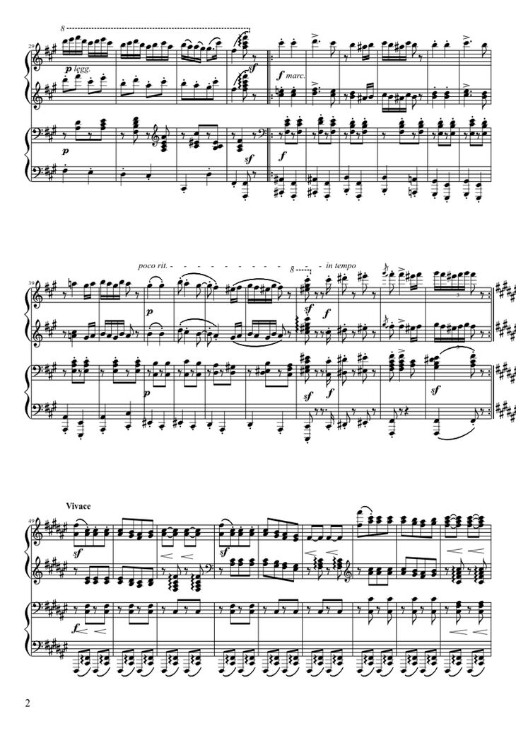 Page 2 of the piano sheet music PDF Piano - Hungarian Dance No. 5 (4 hands Piano) by Johannes Brahms