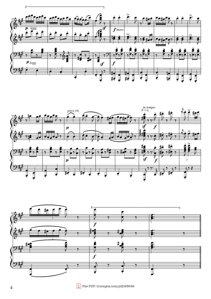 Page 4 of the piano sheet music PDF Piano - Hungarian Dance No. 5 (4 hands Piano) by Johannes Brahms