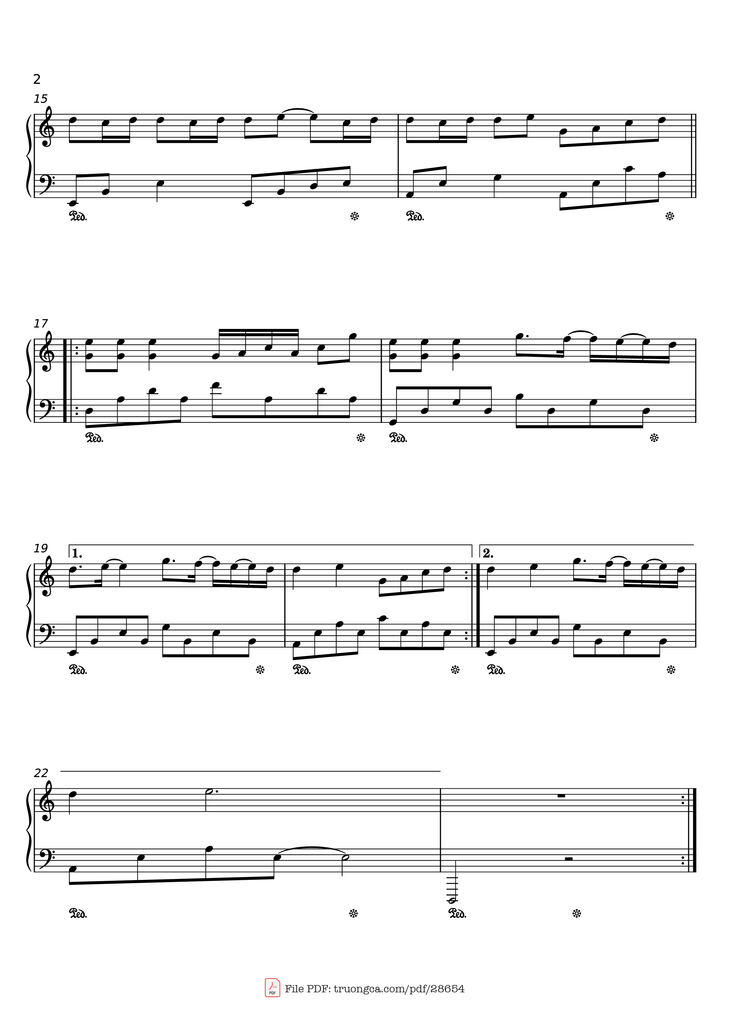 Page 2 of the piano sheet music PDF Piano - Tháng Năm Piano by Soobin Hoàng Sơn