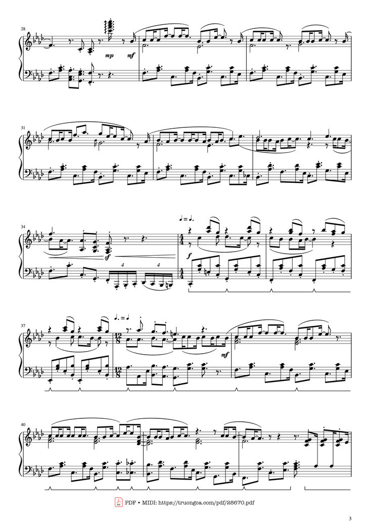 Page 3 of the piano sheet music PDF Piano - Lemon tree Piano by PETER FREUDENTHALER