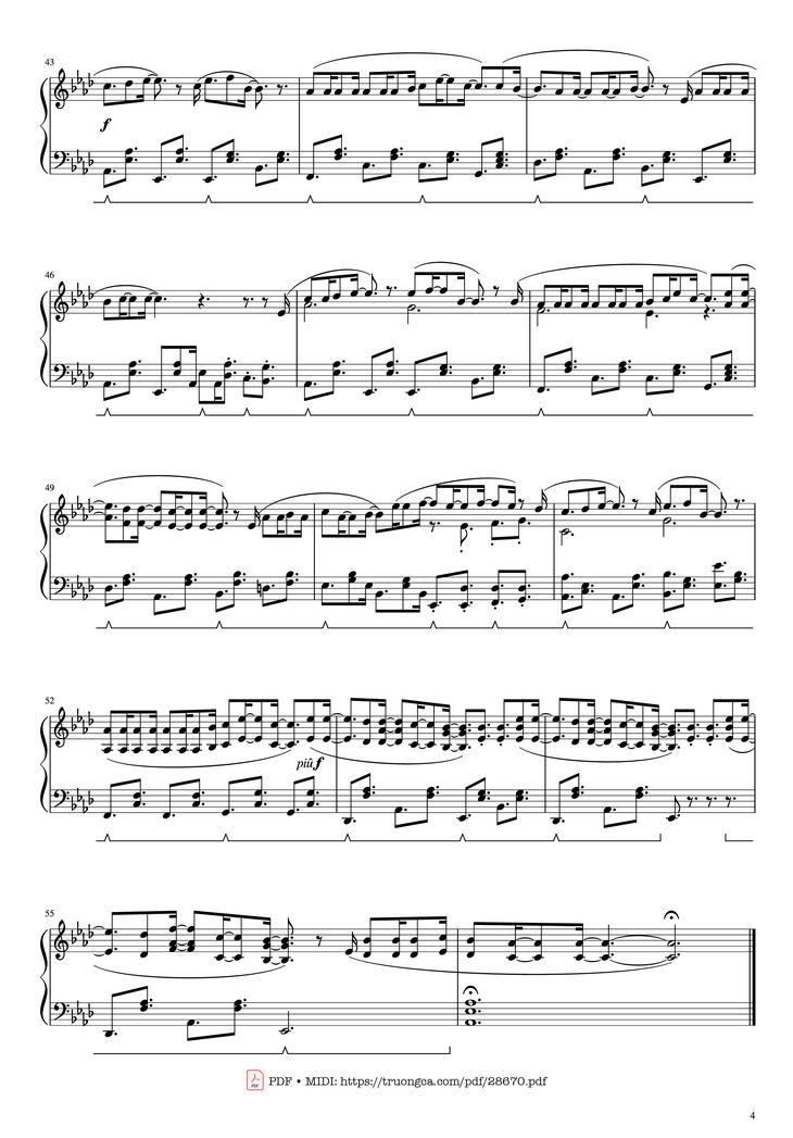 Page 4 of the piano sheet music PDF Piano - Lemon tree Piano by PETER FREUDENTHALER