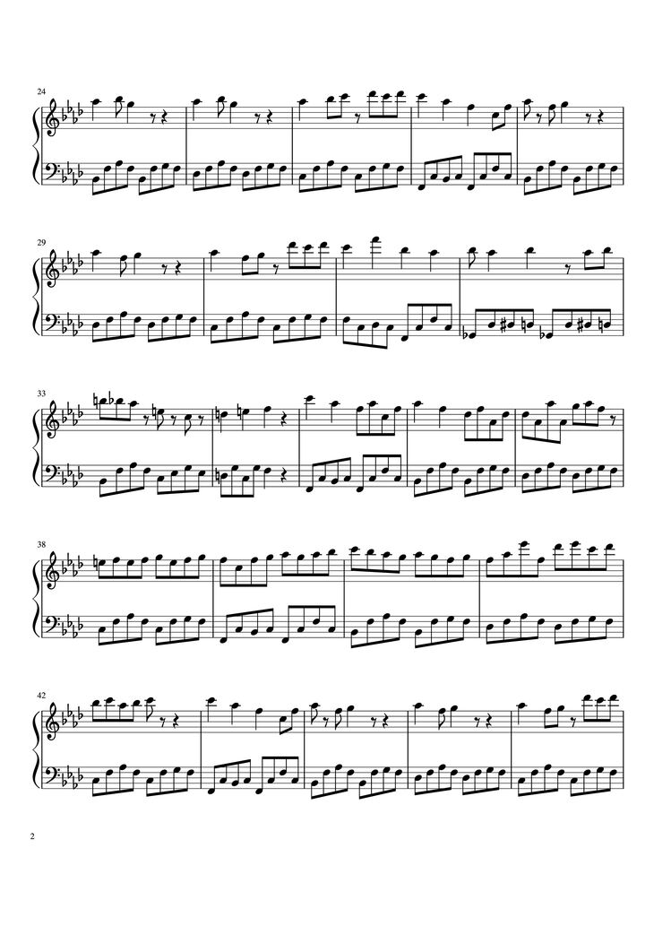 Page 2 of the piano sheet music PDF Piano - Spider Dance Piano by Toby Fox