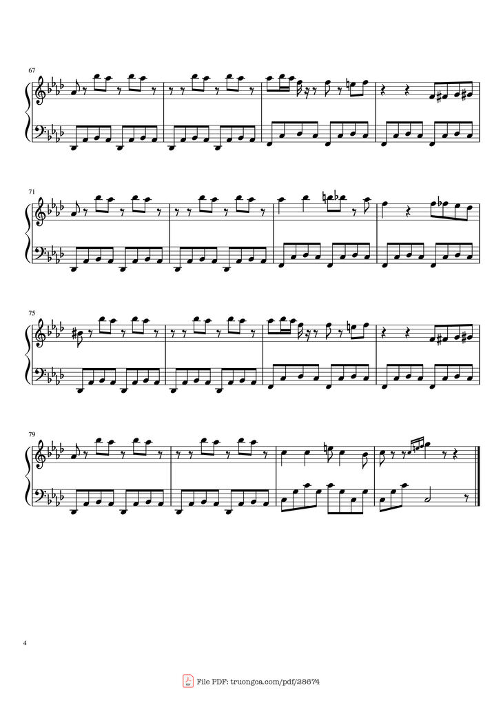 Page 4 of the piano sheet music PDF Piano - Spider Dance Piano by Toby Fox