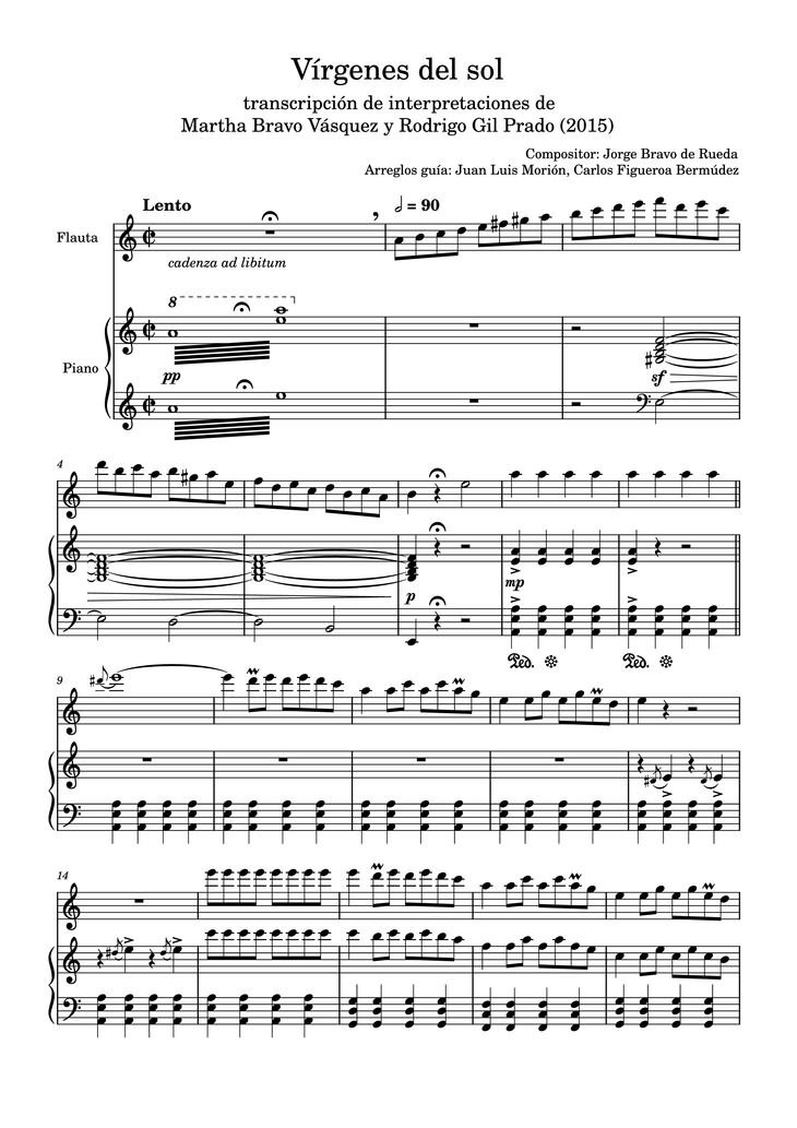 Page 1 of the piano sheet music PDF Piano - Vírgenes del sol Piano by Compositor: Jorge Bravo de Rueda