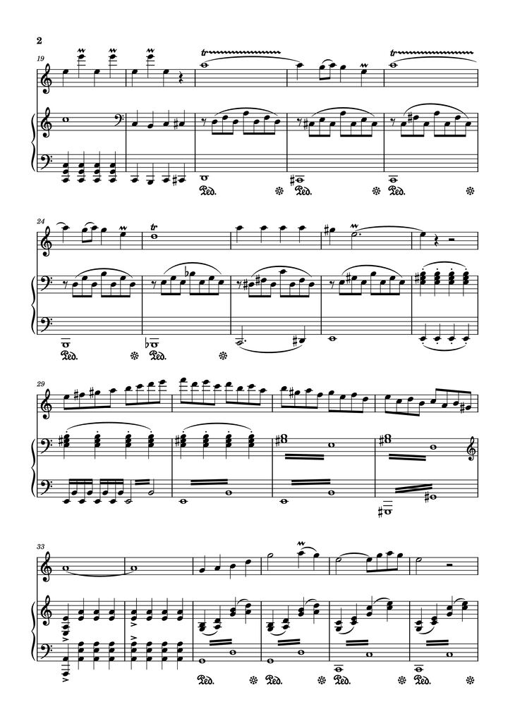 Page 2 of the piano sheet music PDF Piano - Vírgenes del sol Piano by Compositor: Jorge Bravo de Rueda