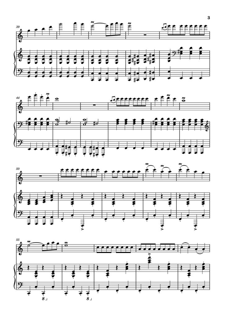 Page 3 of the piano sheet music PDF Piano - Vírgenes del sol Piano by Compositor: Jorge Bravo de Rueda