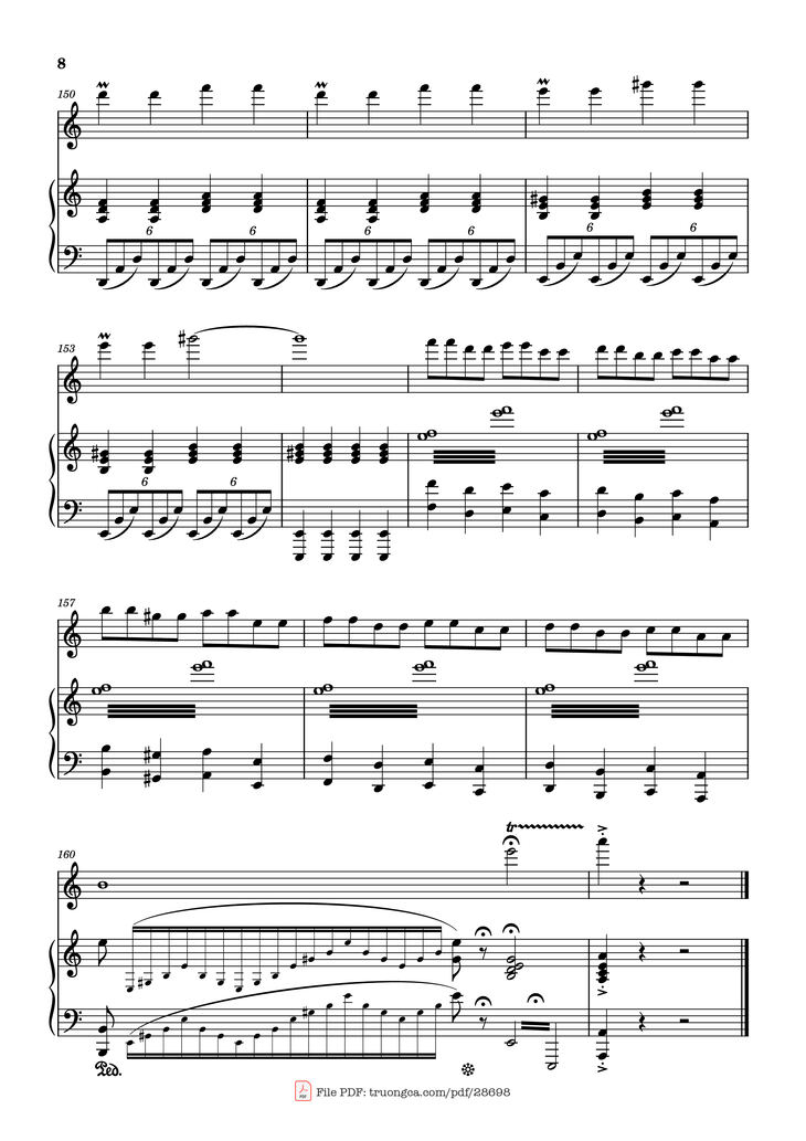 Page 8 of the piano sheet music PDF Piano - Vírgenes del sol Piano by Compositor: Jorge Bravo de Rueda