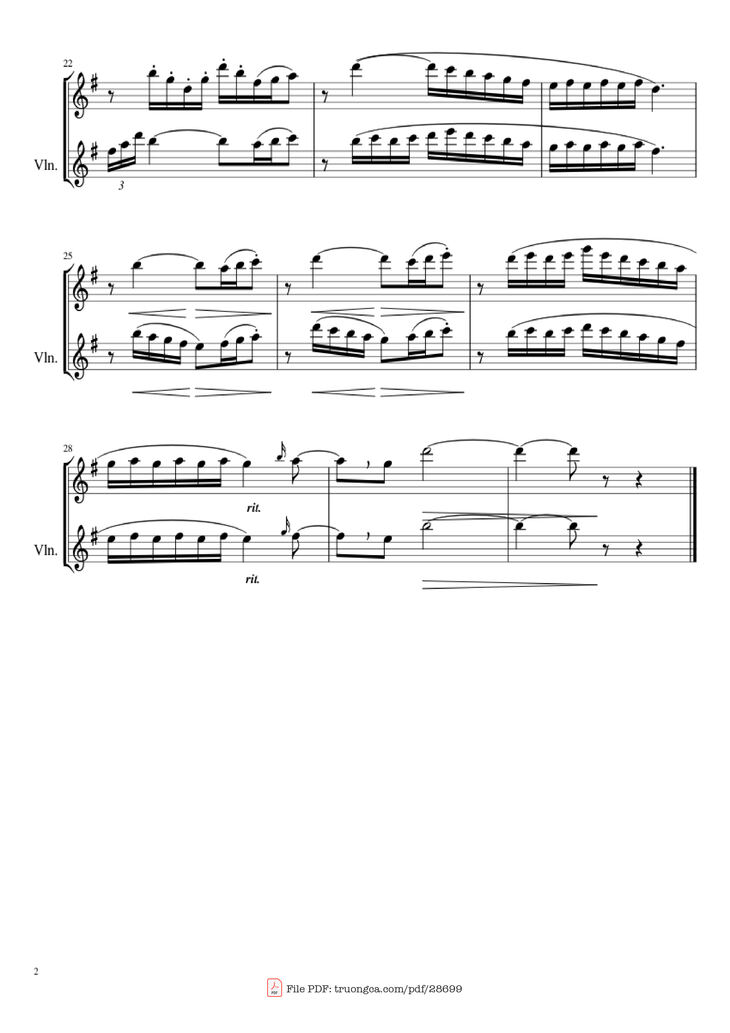 Page 2 of the piano sheet music PDF - Flower Duet Violin by Composed by: Léo Delibes Arr. Felipe Caldeira