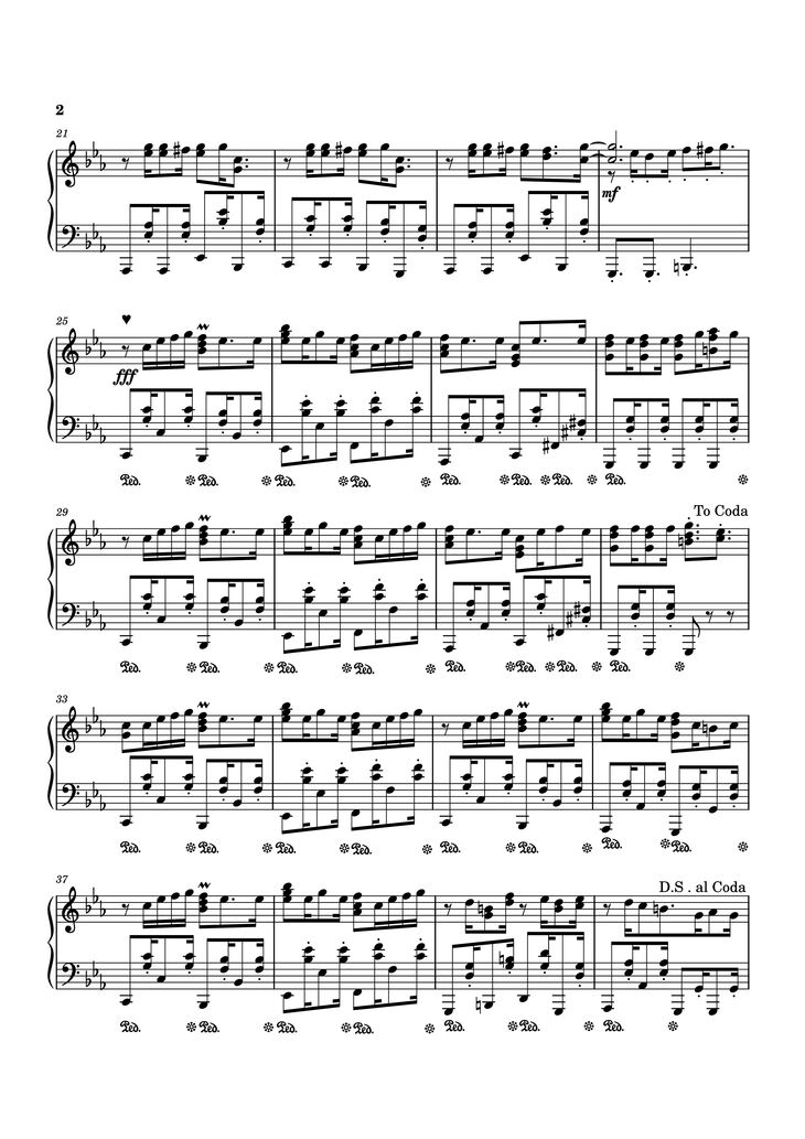 Page 2 of the piano sheet music PDF Piano - Never Be Alone Piano by Shadrow