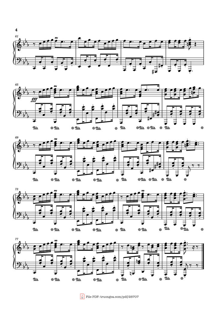 Page 4 of the piano sheet music PDF Piano - Never Be Alone Piano by Shadrow