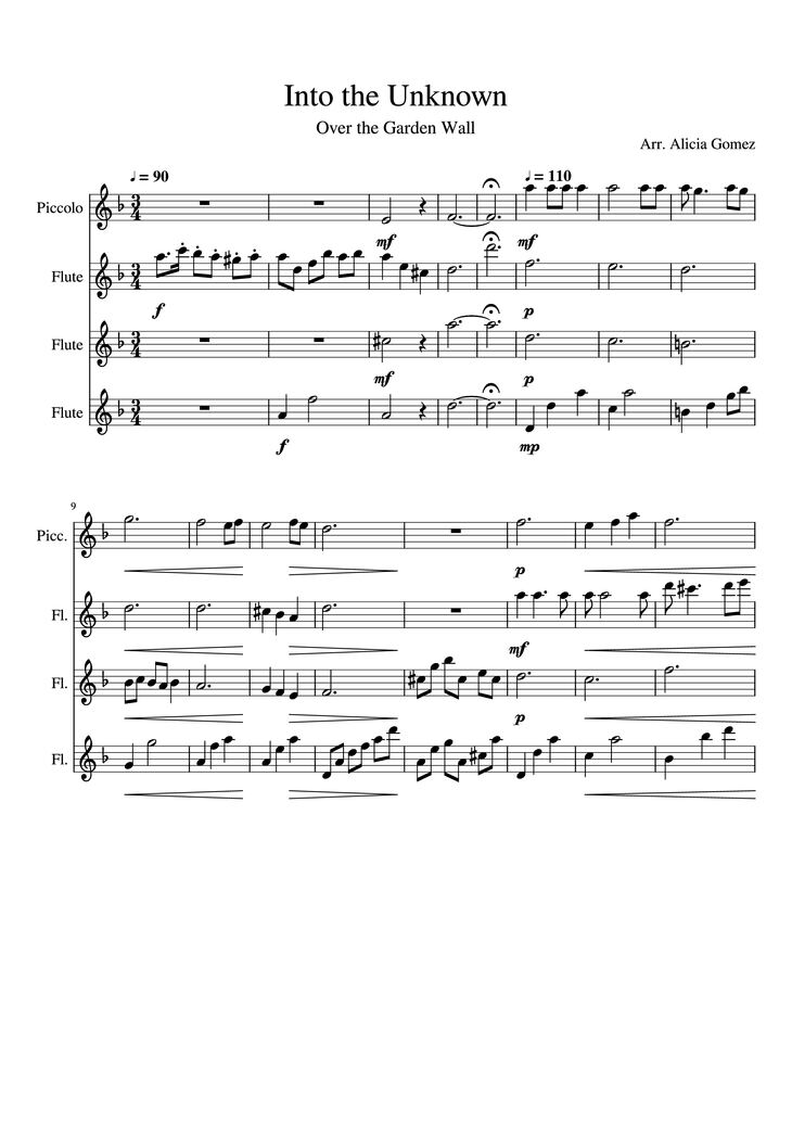 Page 1 of the piano sheet music PDF Piano - Into the Unknown Piano by Arr. Alicia Gomez