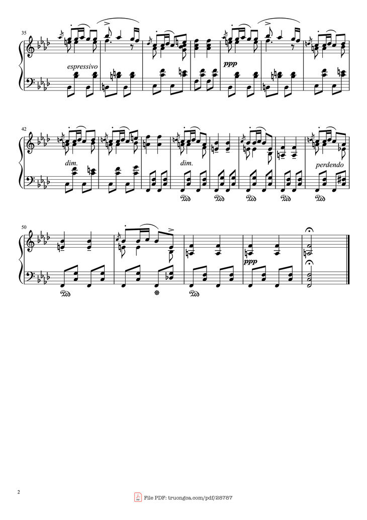 Page 2 of the piano sheet music PDF Piano - Moments Musicaux in F Minor Piano by Franz Peter Schubert