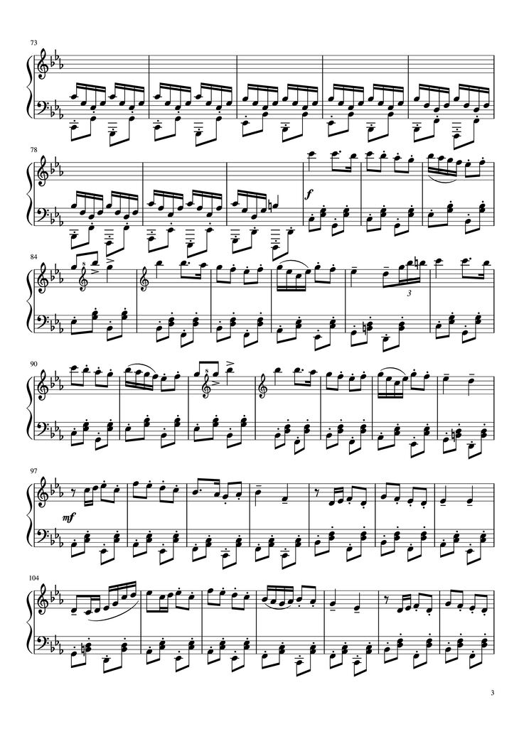 Page 3 of the piano sheet music PDF Piano - Bad Piggies Theme Piano by Ilmari Hakkola Arr: Anders Thue