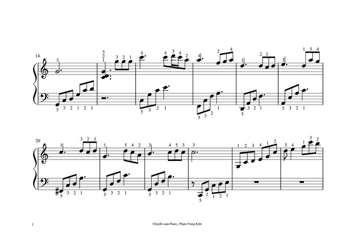 Page 2 of the piano sheet music PDF - Nhớ mùa thu Hà Nội (Piano dễ tập) by Trịnh Công Sơn (piano Phạm Trung Kiên)