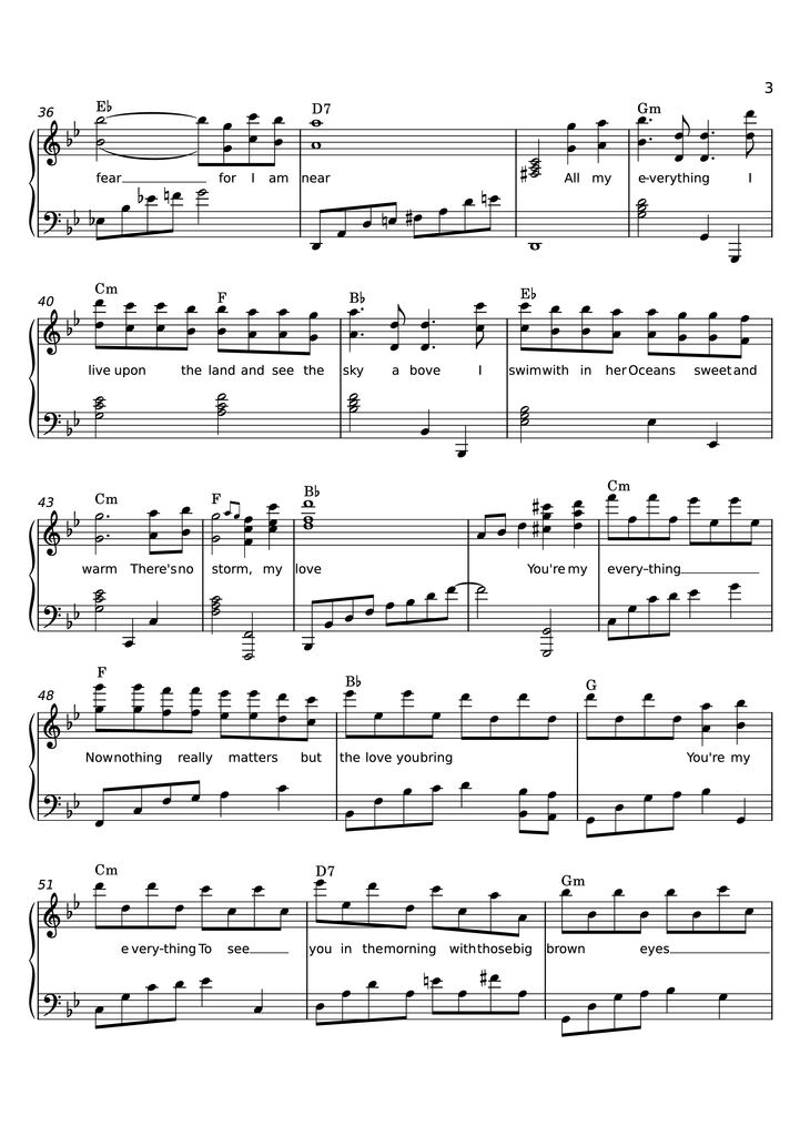 Page 3 of the piano sheet music PDF Piano - You