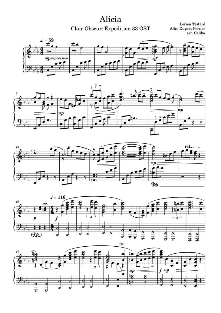 Page 1 of the piano sheet music PDF Piano - Alicia Piano by Lorien Testard