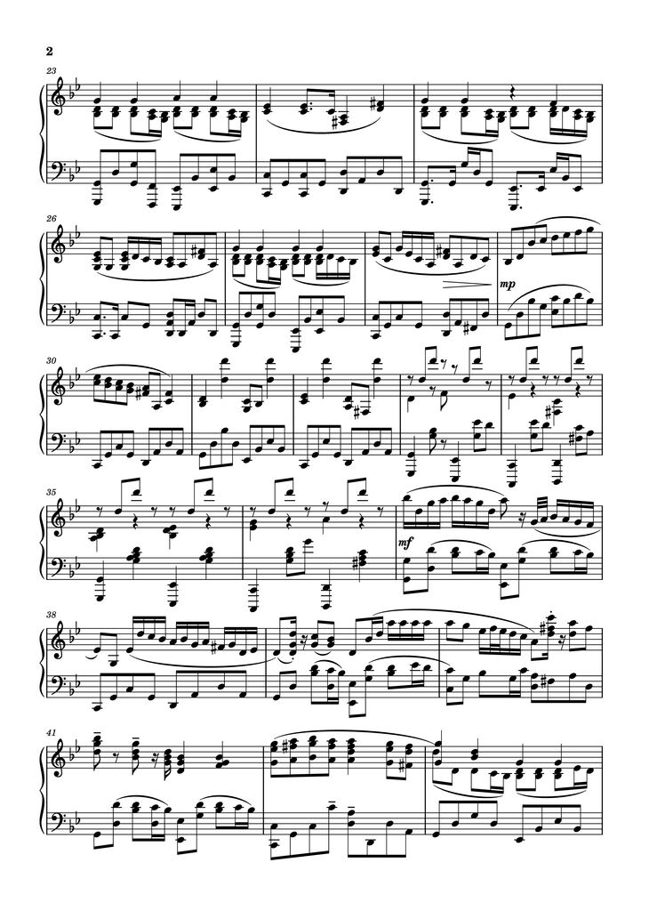 Page 2 of the piano sheet music PDF Piano - Old Lumière - Révérence Piano by Lorien Testard