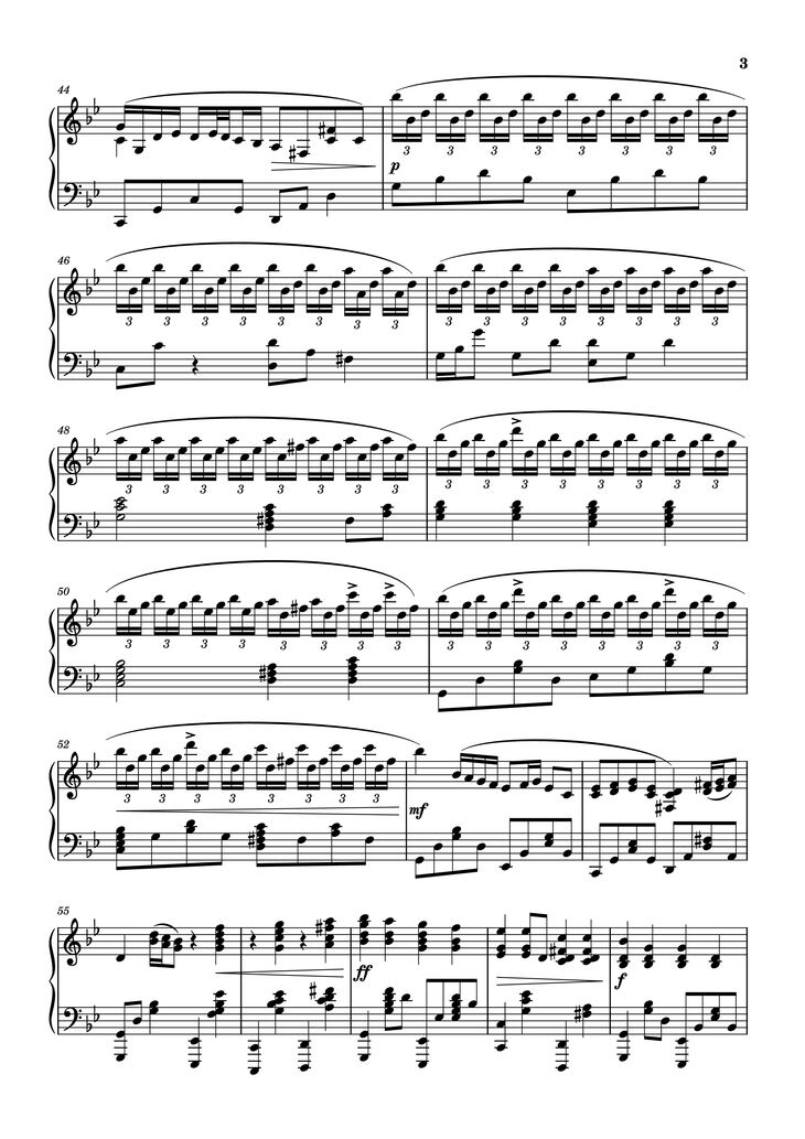 Page 3 of the piano sheet music PDF Piano - Old Lumière - Révérence Piano by Lorien Testard
