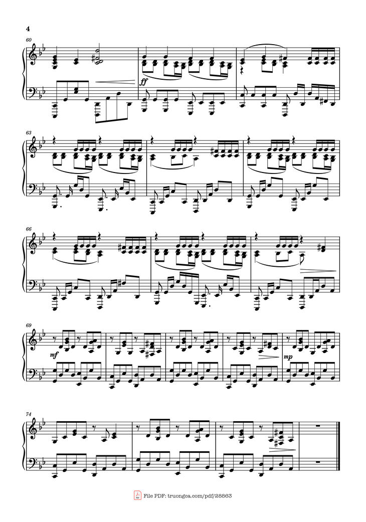 Page 4 of the piano sheet music PDF Piano - Old Lumière - Révérence Piano by Lorien Testard
