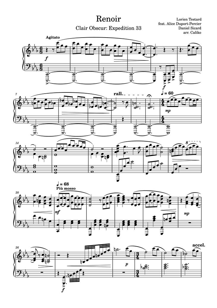 Page 1 of the piano sheet music PDF Piano - Renoir Piano by Lorien Testard