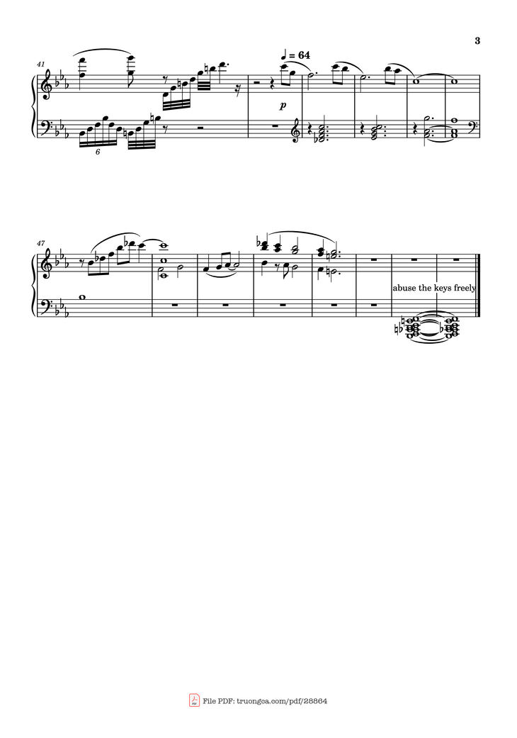 Page 3 of the piano sheet music PDF Piano - Renoir Piano by Lorien Testard