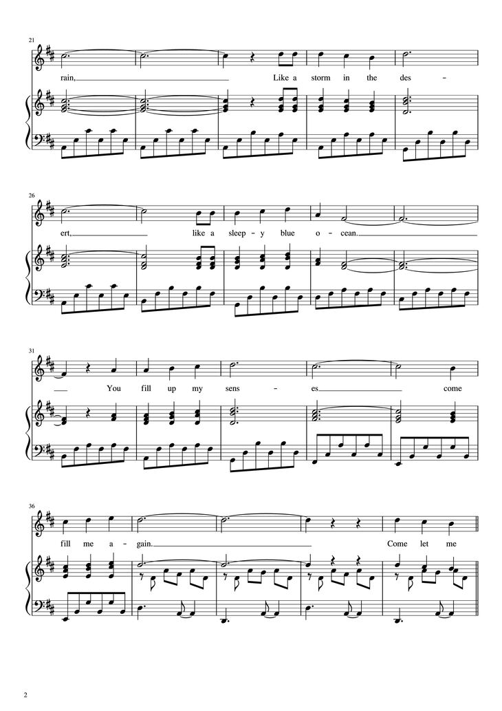 Page 2 of the piano sheet music PDF Piano - score-cdc1236efb01c417b9411daee2e0ff99 Piano by Undefined