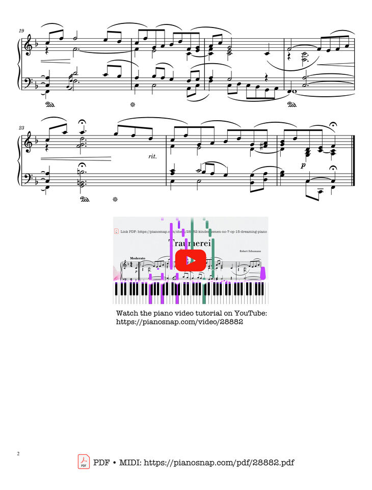 Page 2 of the piano sheet music PDF Piano - Traumerei Kinderszenen Piano by Robert Schumann