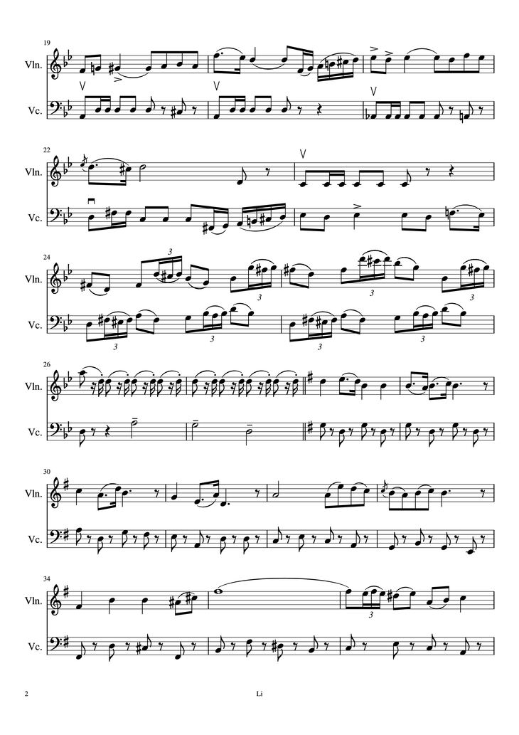 Page 2 of the piano sheet music PDF Piano - Toreador Song(Votre toast,je peux le rendre) Duet for Violin and Cello Piano by Georges Bizet