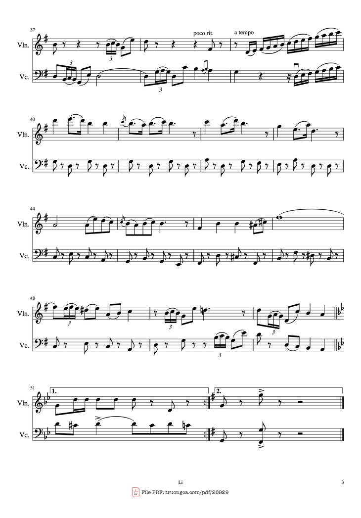 Page 3 of the piano sheet music PDF Piano - Toreador Song(Votre toast,je peux le rendre) Duet for Violin and Cello Piano by Georges Bizet