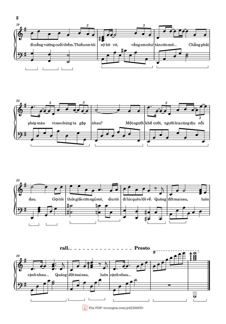 Page 2 of the piano sheet music PDF Piano - Phép Màu Piano Có lời Dễ chơi by MAYDAYS