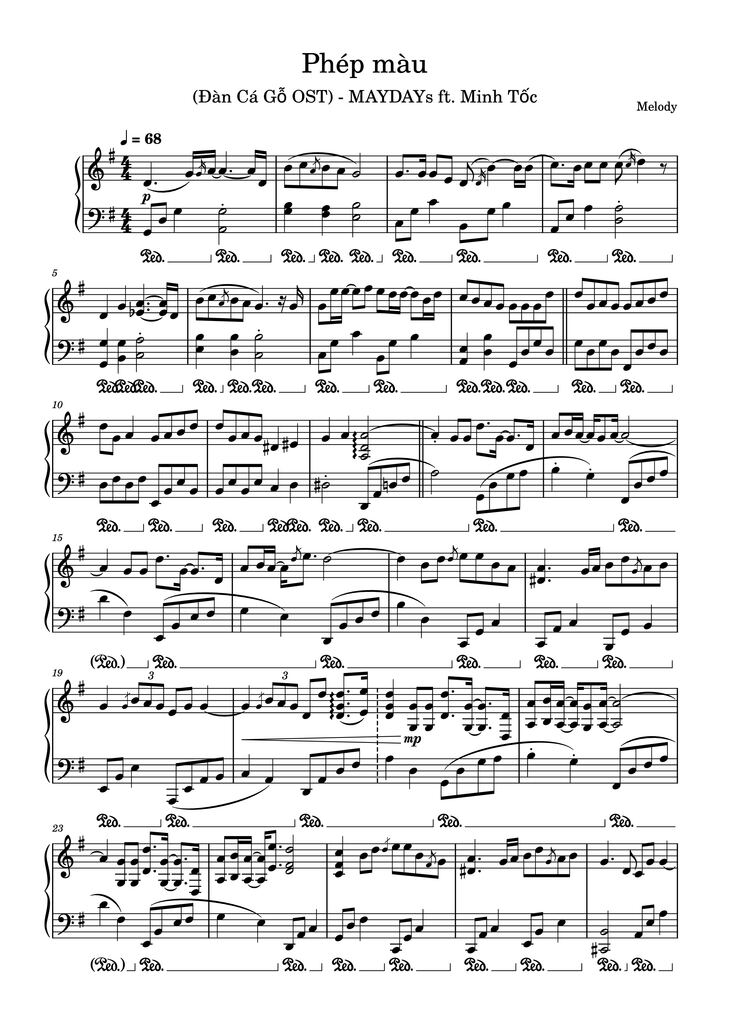 Page 1 of the piano sheet music PDF Piano - Phép màu Piano Melody by Đàn cá gỗ OST