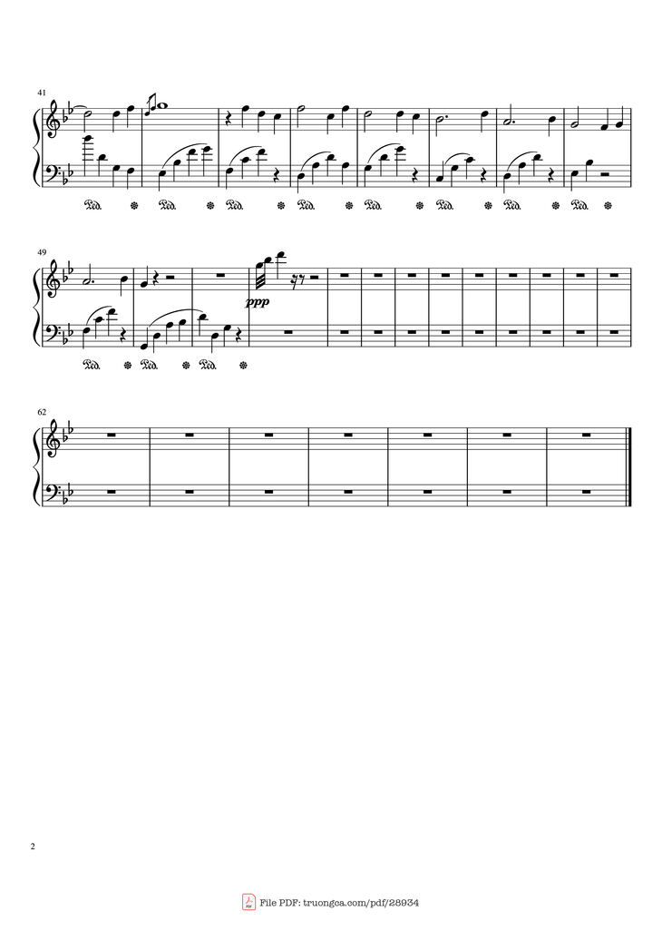 Page 2 of the piano sheet music PDF Piano - The 1st Melody of the Night Piano by Shi Jin