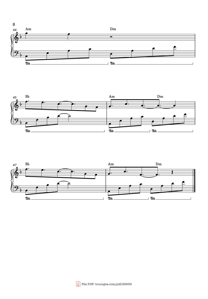 Page 8 of the piano sheet music PDF Piano - Có chắc yêu là đây Piano by Sơn Tùng  M-TP