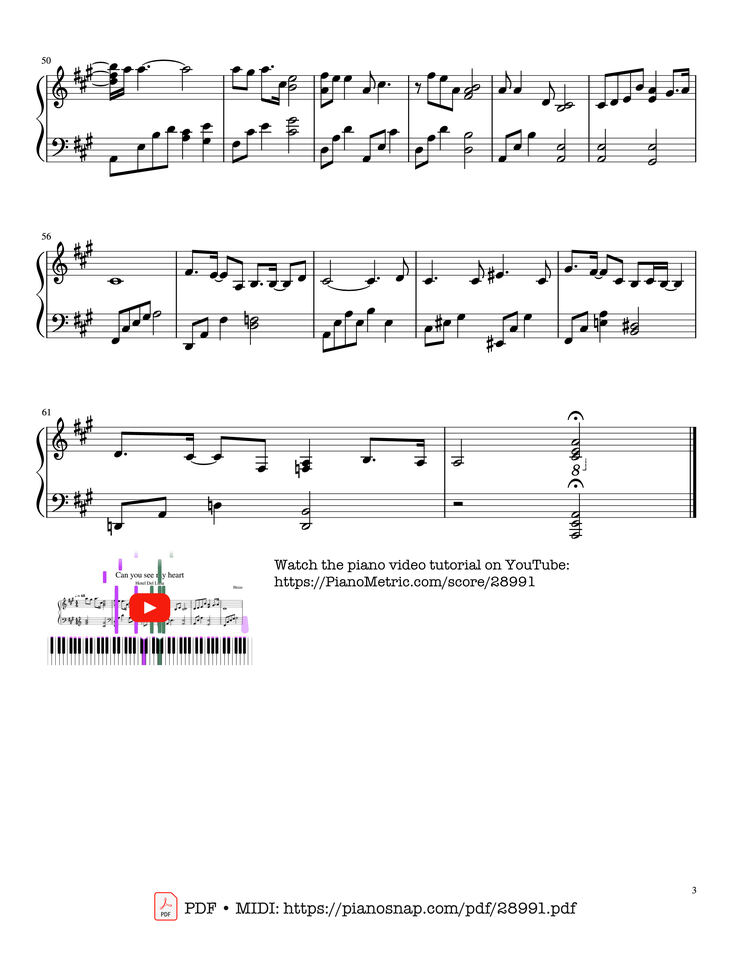 Page 3 of the piano sheet music PDF Piano - Can you see my heart Piano by Heize