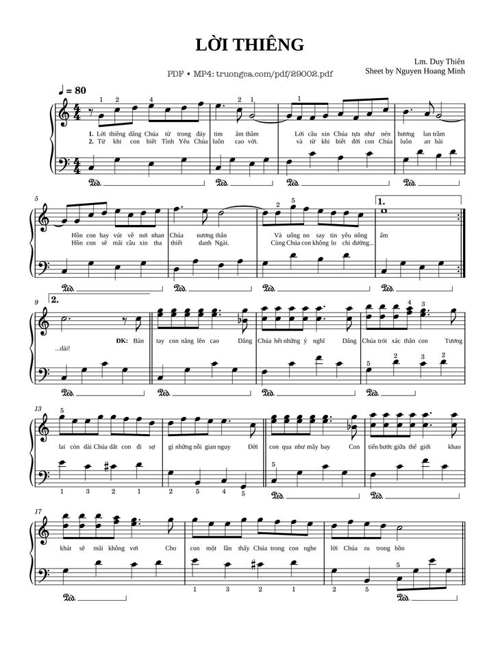 Page 1 of the piano sheet music PDF Piano - Lời Thiêng Piano by Lm. Duy Thiên