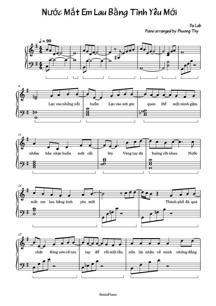Page 1 of the piano sheet music PDF - Nước Mắt Em Lau Bằng Tình Yêu Mới Piano by Da Lab