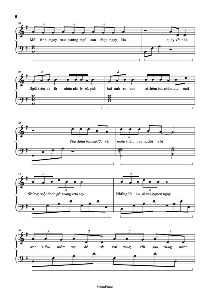 Page 6 of the piano sheet music PDF - Nước Mắt Em Lau Bằng Tình Yêu Mới Piano by Da Lab