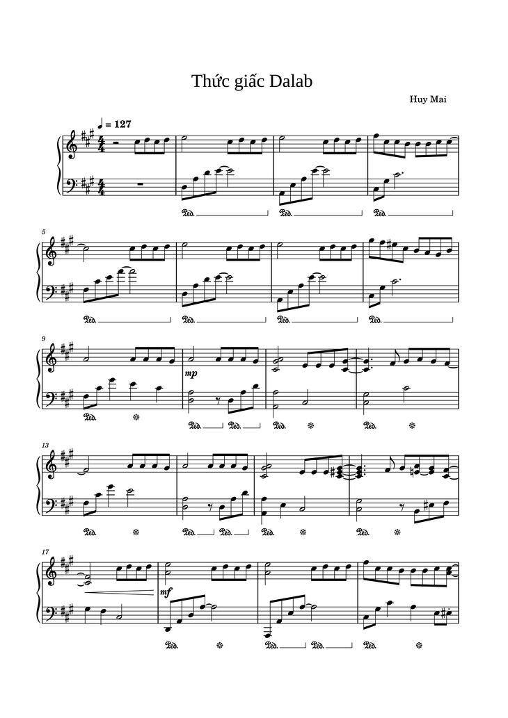Page 1 of the piano sheet music PDF - Thức giấc (Tone gốc) Piano by DaLAB