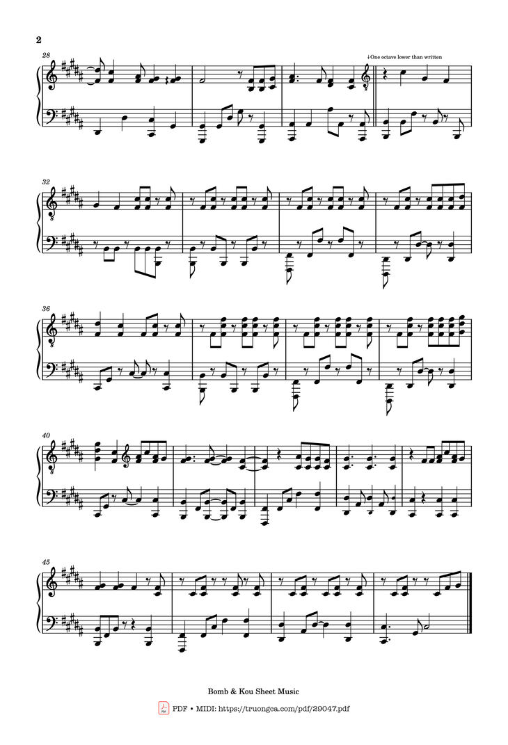 Page 2 of the piano sheet music PDF Piano - I Really Want to Stay At Your House Piano by Rosa Walton