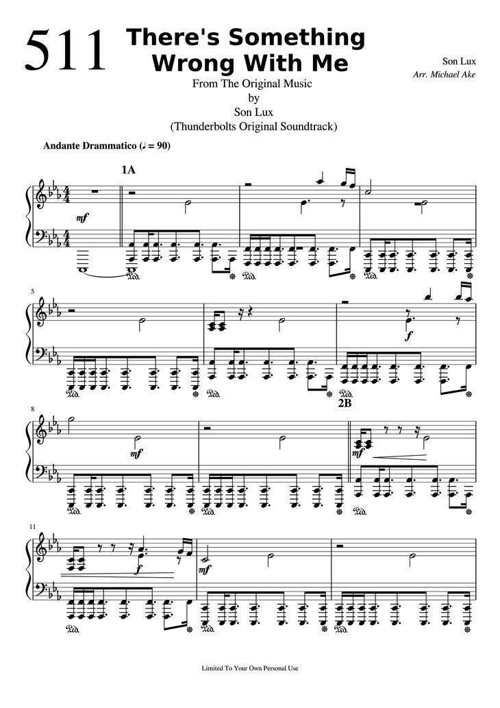 Page 1 of the piano sheet music PDF Piano - There