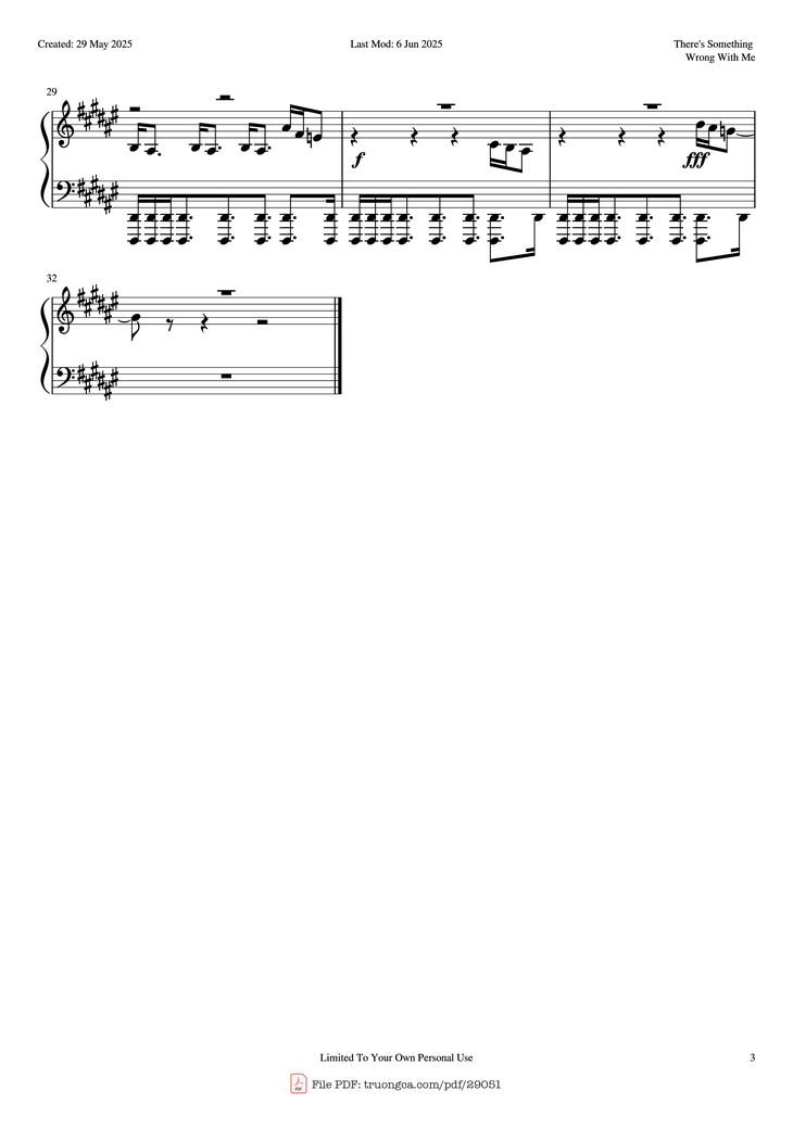Page 3 of the piano sheet music PDF Piano - There