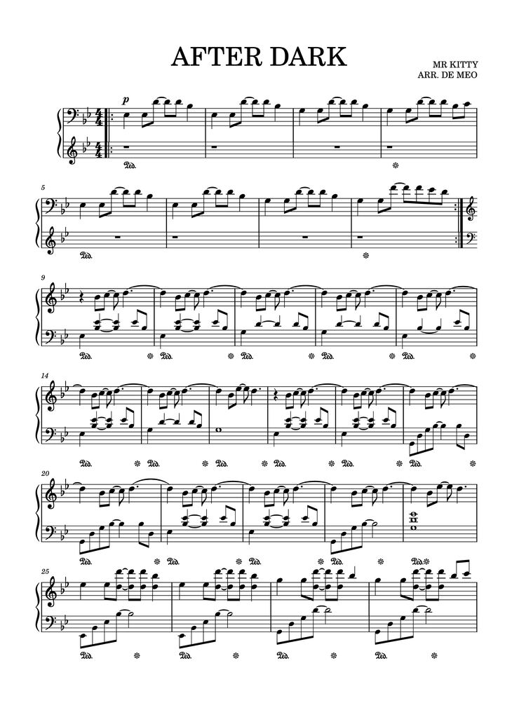 Page 1 of the piano sheet music PDF Piano - After Dark Piano by MR KITTY