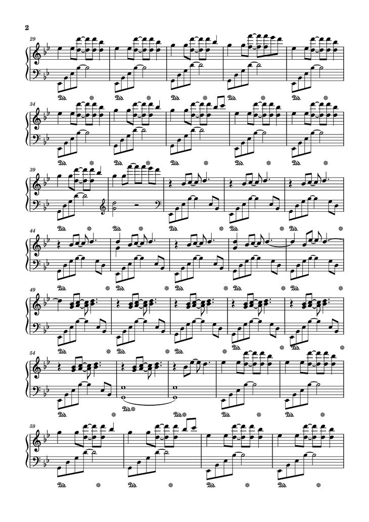 Page 2 of the piano sheet music PDF Piano - After Dark Piano by MR KITTY