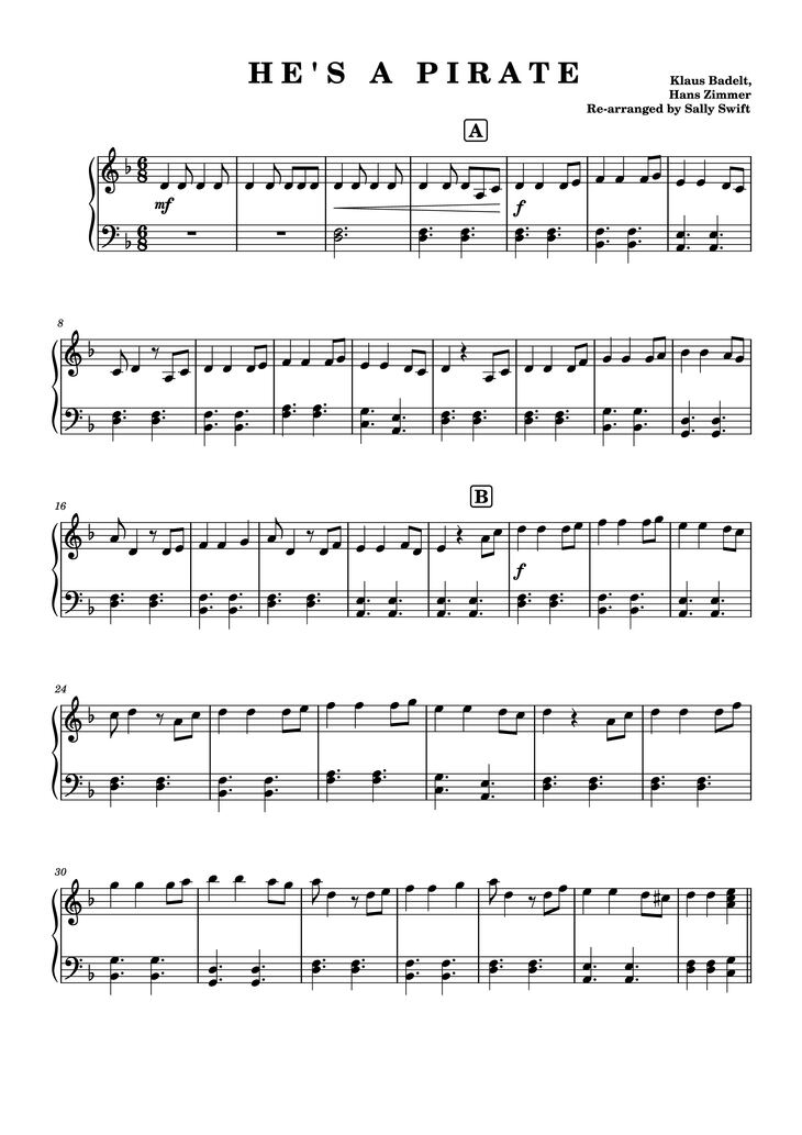 Page 1 of the piano sheet music PDF Piano - He
