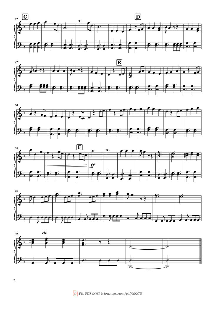 Page 2 of the piano sheet music PDF Piano - He