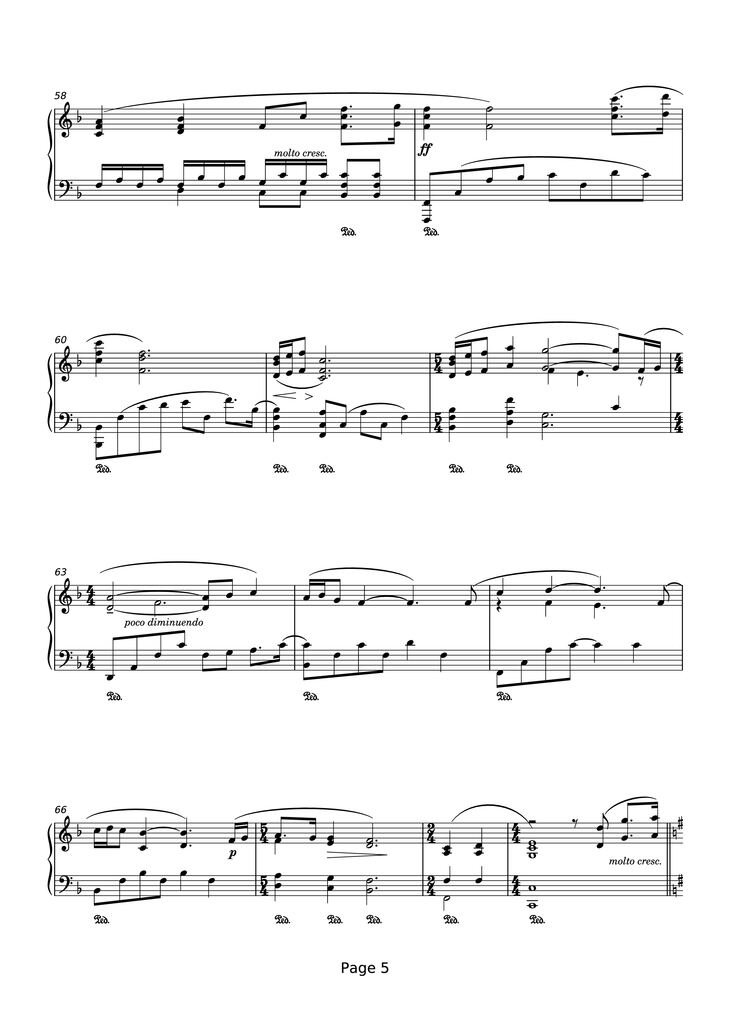 Page 5 of the piano sheet music PDF Piano - That Next Place Piano by Thomas Newman