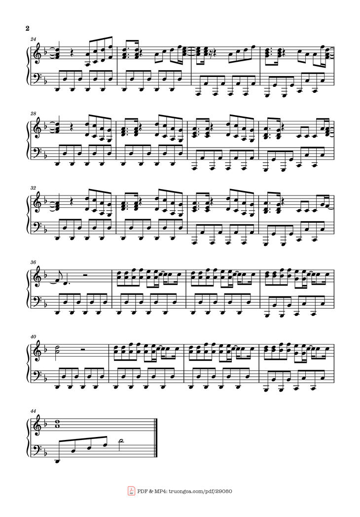 Page 2 of the piano sheet music PDF Piano - Cheri Cheri Lady Piano by Modern Talking