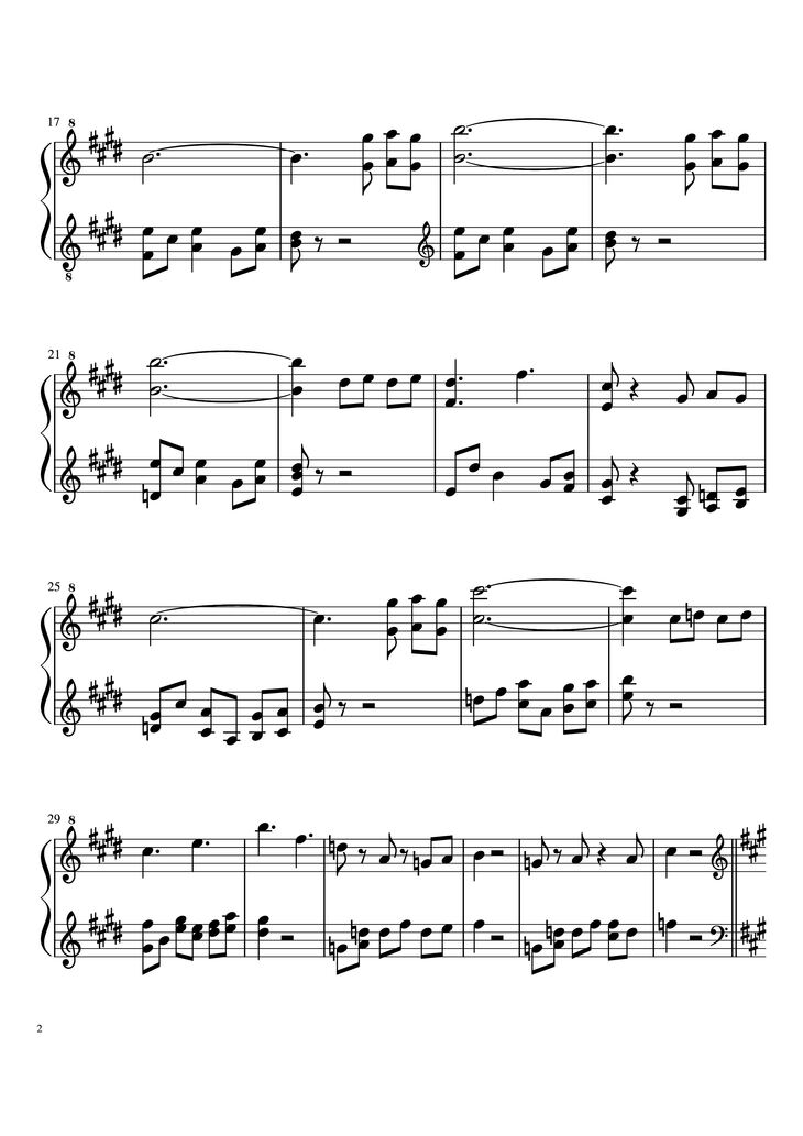 Page 2 of the piano sheet music PDF Piano - An Ending Piano by Toby Fox
