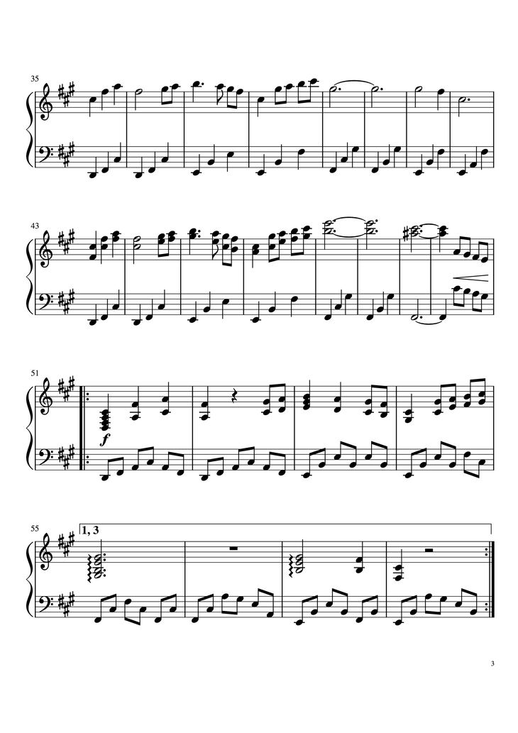 Page 3 of the piano sheet music PDF Piano - An Ending Piano by Toby Fox